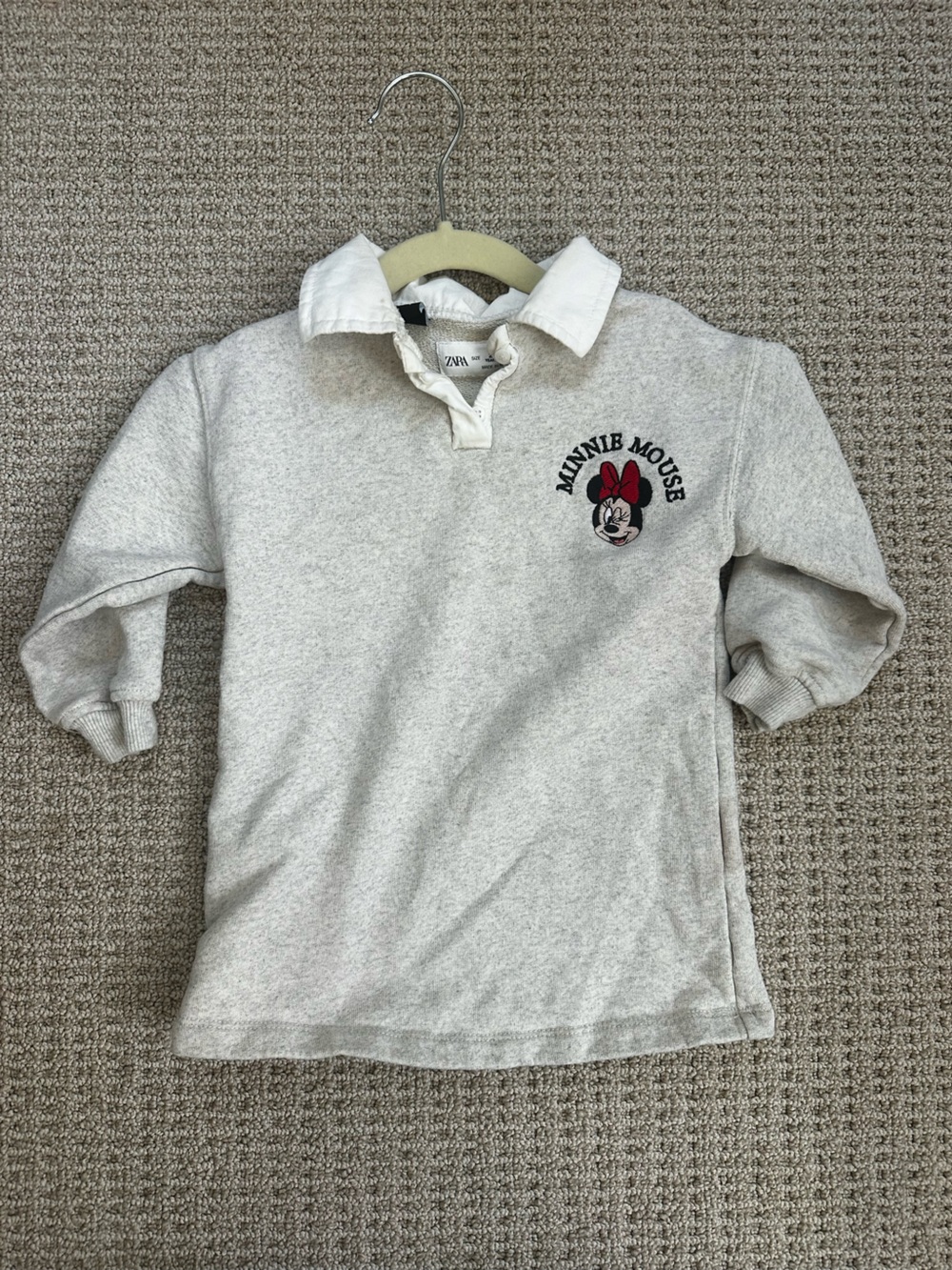Zara kids Minnie Mouse Embroidered Gray Sweatshirt